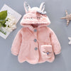 Cute Rabbit Ears Plush Baby Jacket Christmas Sweet Princess Girls Coat Autumn Winter Warm Hooded Outerwear Toddler Girl Clothes