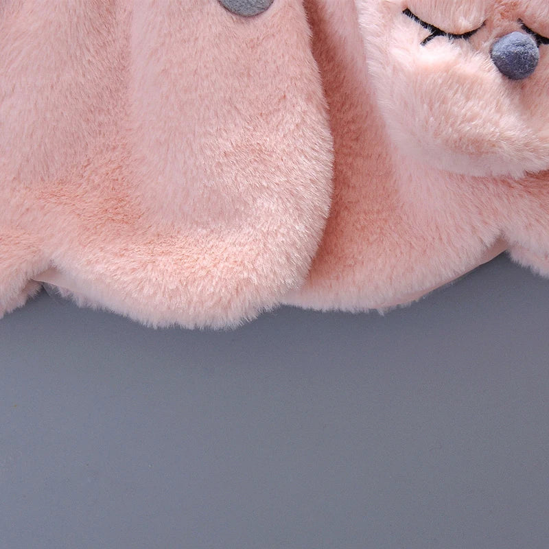 Cute Rabbit Ears Plush Baby Jacket Christmas Sweet Princess Girls Coat Autumn Winter Warm Hooded Outerwear Toddler Girl Clothes