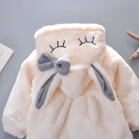 Cute Rabbit Ears Plush Baby Jacket Christmas Sweet Princess Girls Coat Autumn Winter Warm Hooded Outerwear Toddler Girl Clothes