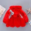 Cute Rabbit Ears Plush Baby Jacket Christmas Sweet Princess Girls Coat Autumn Winter Warm Hooded Outerwear Toddler Girl Clothes