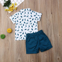 Dinosaur Pattern Button Down & Shorts Set