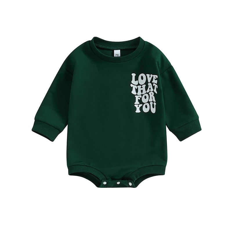 Fall "Love That For You" Romper - Bubba Kids Green / 3M