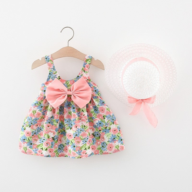 Summer Princess Dress Set + Sunhat - Bubba Kids Pink 2 / 6 to 12M
