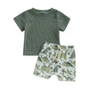 Dinosaur/Sun/Cattle Print Shorts Set - Bubba Kids Green dinosaur print / 6M
