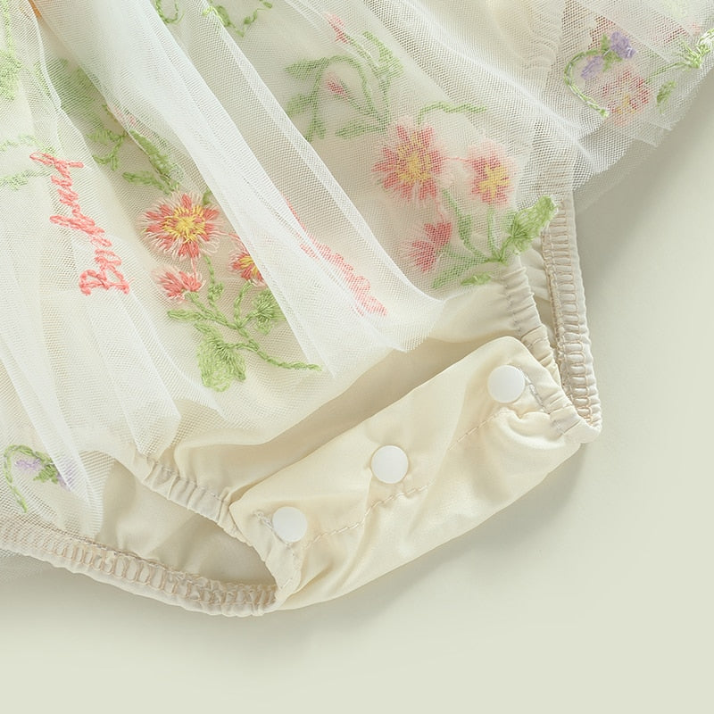Flower Embroidery Dress With Headband - Bubba Kids