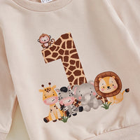 1st Birthday Animal Theme Jogger Set