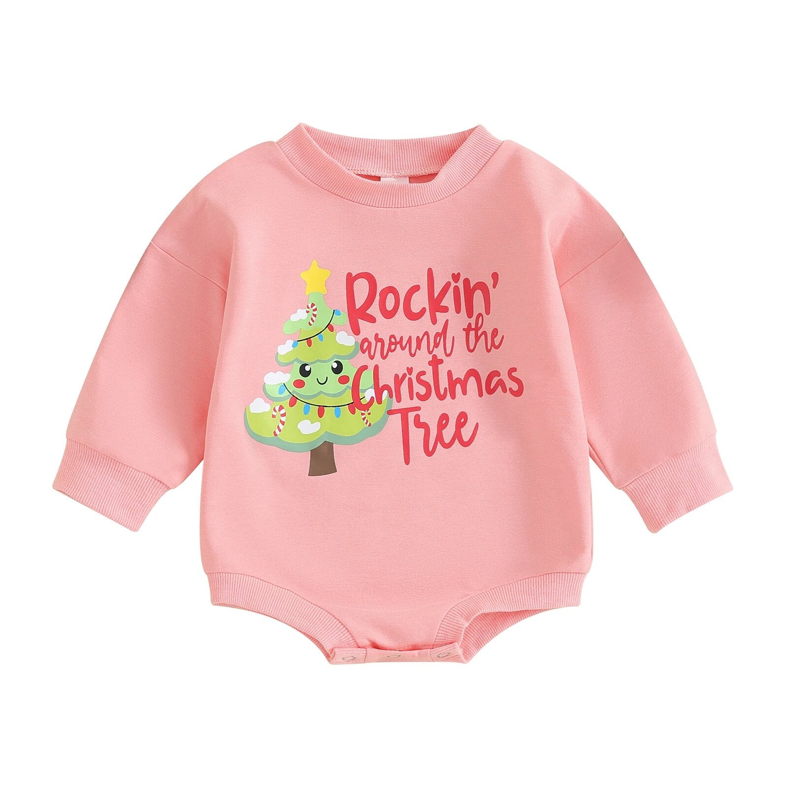 Christmas Long Sleeve Rompers - Bubba Kids Pink / 3M