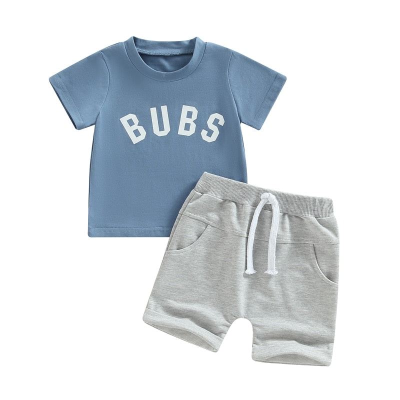 Summer Short Sleeve Set - Bubba Kids Bubs (Blue/Grey) / 6M