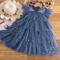 Short Sleeve Ruffle Sleeves Shimmer Dress