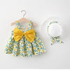 Summer Princess Dress Set + Sunhat - Bubba Kids Yellow/Green / 6 to 12M