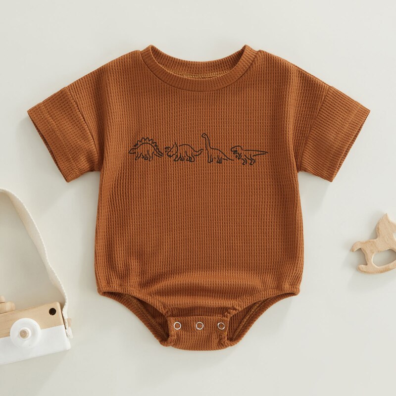 Waffle Dinosaur Romper - Bubba Kids
