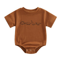 Waffle Dinosaur Romper - Bubba Kids Brown / 3M