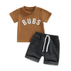 Summer Short Sleeve Set - Bubba Kids Bubs (Brown/Black) / 6M