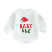 Christmas Long Sleeve Rompers - Bubba Kids White: Baby Elf / 3M