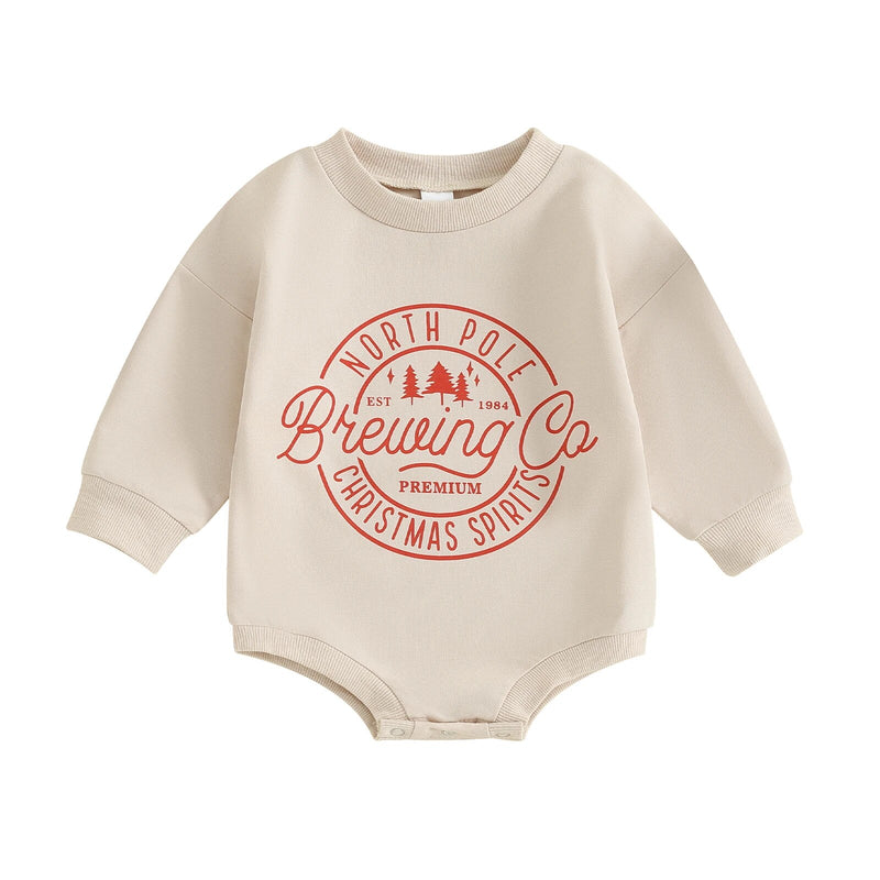 Christmas Long Sleeve Rompers - Bubba Kids Beige with Red / 3M