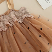 Sleeveless Lace Crochet Tie-up Tulle Dress - Bubba Kids
