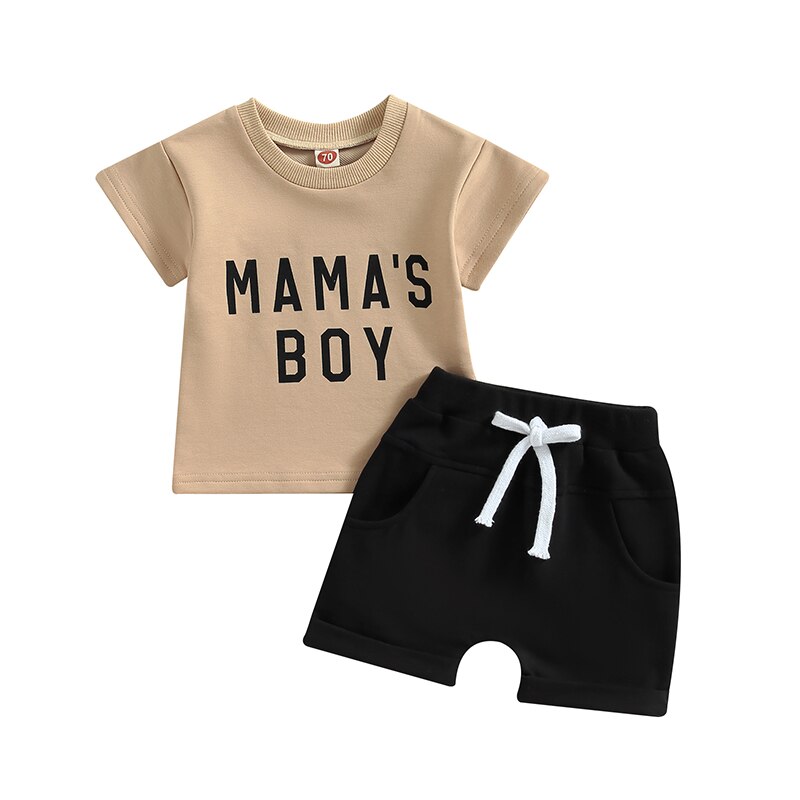 Mama's Boy Shorts Set - Bubba Kids Beige / 6M