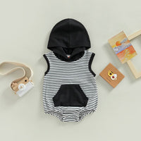 Striped Hooded Pocket Romper - Bubba Kids