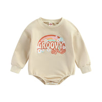 Groovy One Sweatshirt Romper - Bubba Kids Groovy Beige / 80