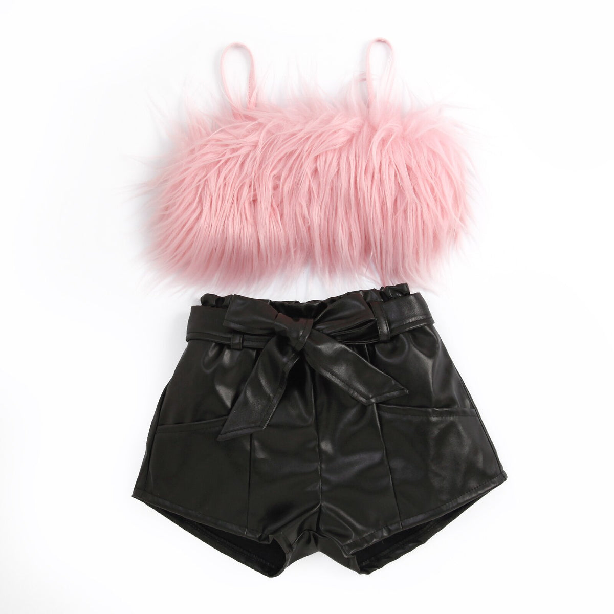 Gaga Crop Top Shorts Set - Bubba Kids Pink / 2T