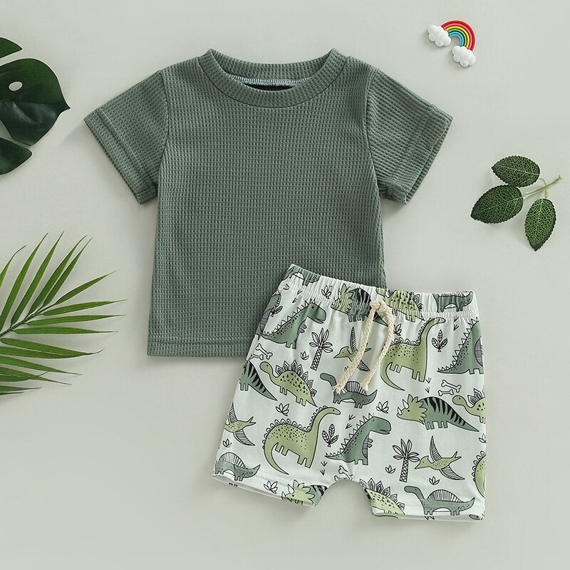 Dinosaur/Sun/Cattle Print Shorts Set - Bubba Kids