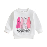 Spooky Ghost Sweatshirt - Bubba Kids On Wednesdays We Wear Pink / 2T / United States