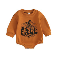 Hello Pumpkin Sweatshirt Romper - Bubba Kids Rust / 3M