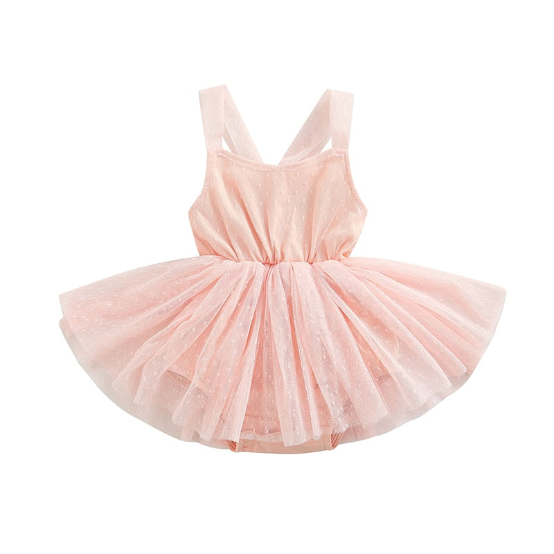Sleeveless Lace Tulle Dress - Bubba Kids Pink / 6M