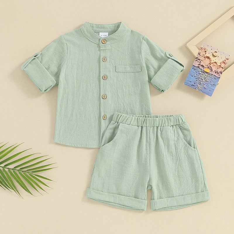 Baby Boys Linen Button-Down Set