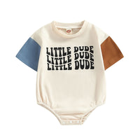 Little Dude Romper - Bubba Kids Beige/Blue/Brown / 3M