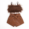 Gaga Crop Top Shorts Set - Bubba Kids Brown / 2T