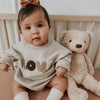 LOVE Plush Letter Embroidery Long Sleeve Romper