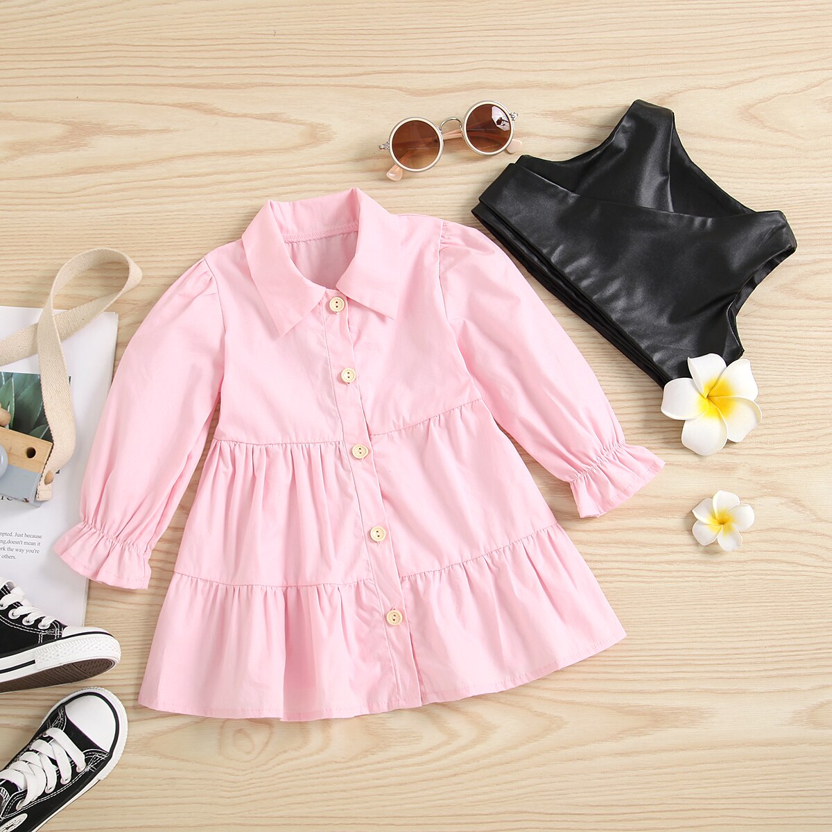 April Long Sleeve Dress with Vest - Bubba Kids