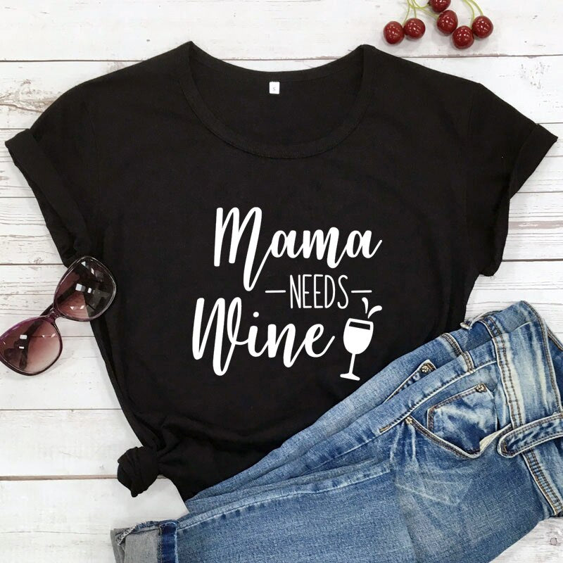 Mama Needs Wine Tee - Bubba Kids Black / S