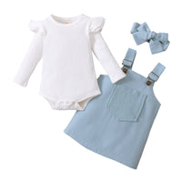 Adorable Overall Dress Set with Bow - Bubba Kids blue / 3M