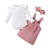 Adorable Overall Dress Set with Bow - Bubba Kids pink / 3M