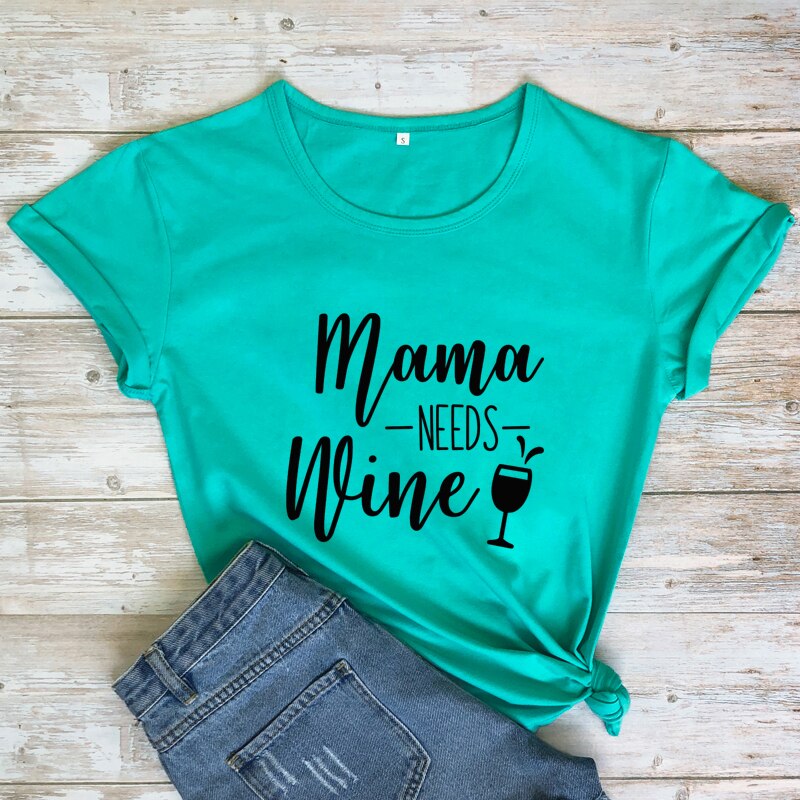 Mama Needs Wine Tee - Bubba Kids Turquoise / S