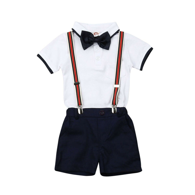 Bowtie Suspender Set - Bubba Kids white / 3T