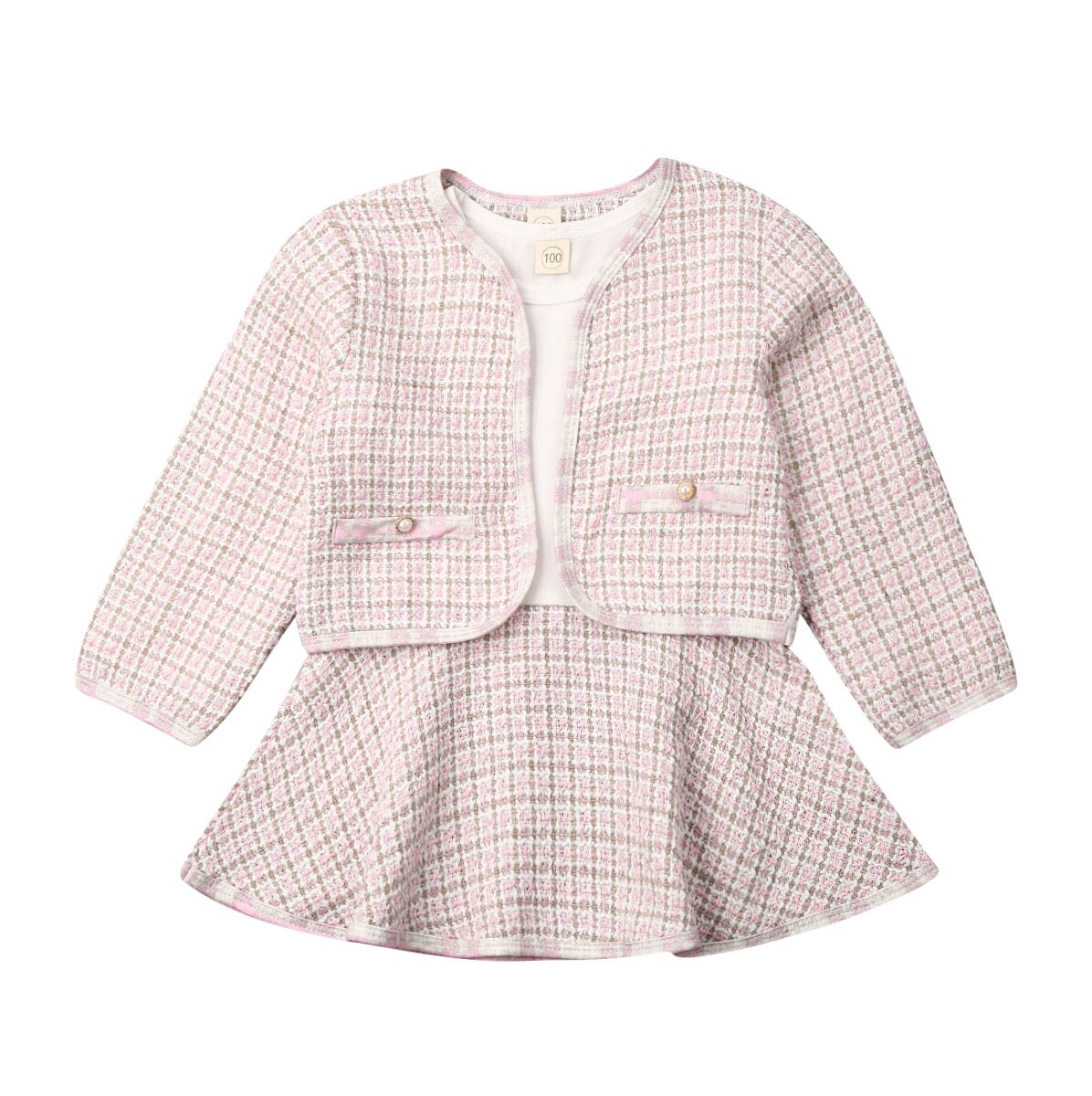 Diana Plaid Blazer Skirt Set - Bubba Kids white / 2T