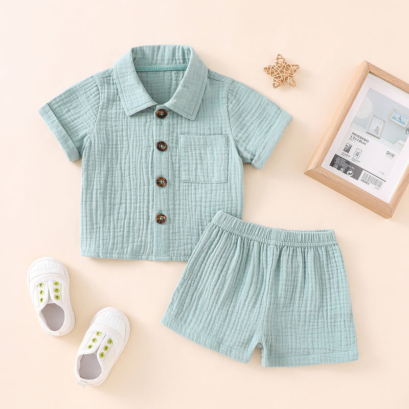 Summer Cotton Linen Short Sleeve + Shorts - Bubba Kids