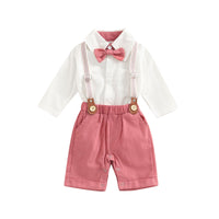 The Gent Shirt & Suspenders Set - Bubba Kids pink / 3M