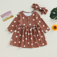 Floral A-Line Dress With Headwear - Bubba Kids