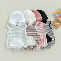Striped Hooded Pocket Romper - Bubba Kids